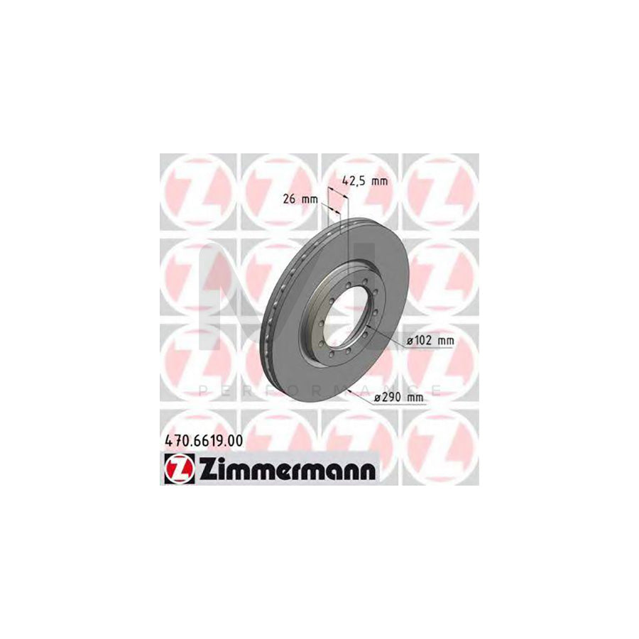 ZIMMERMANN 470.6619.00 Brake Disc Vented  - 1 piece