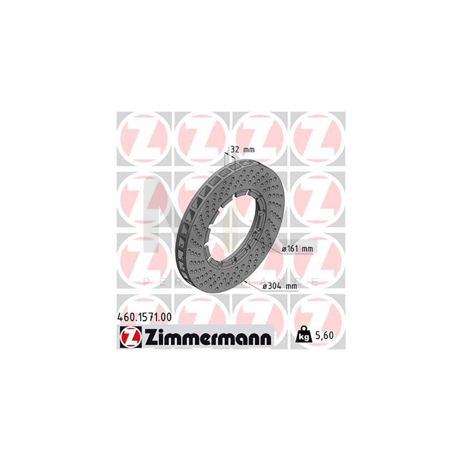 ZIMMERMANN 460.1571.00 Brake Disc for PORSCHE 911 Coupe Perforated, Vented