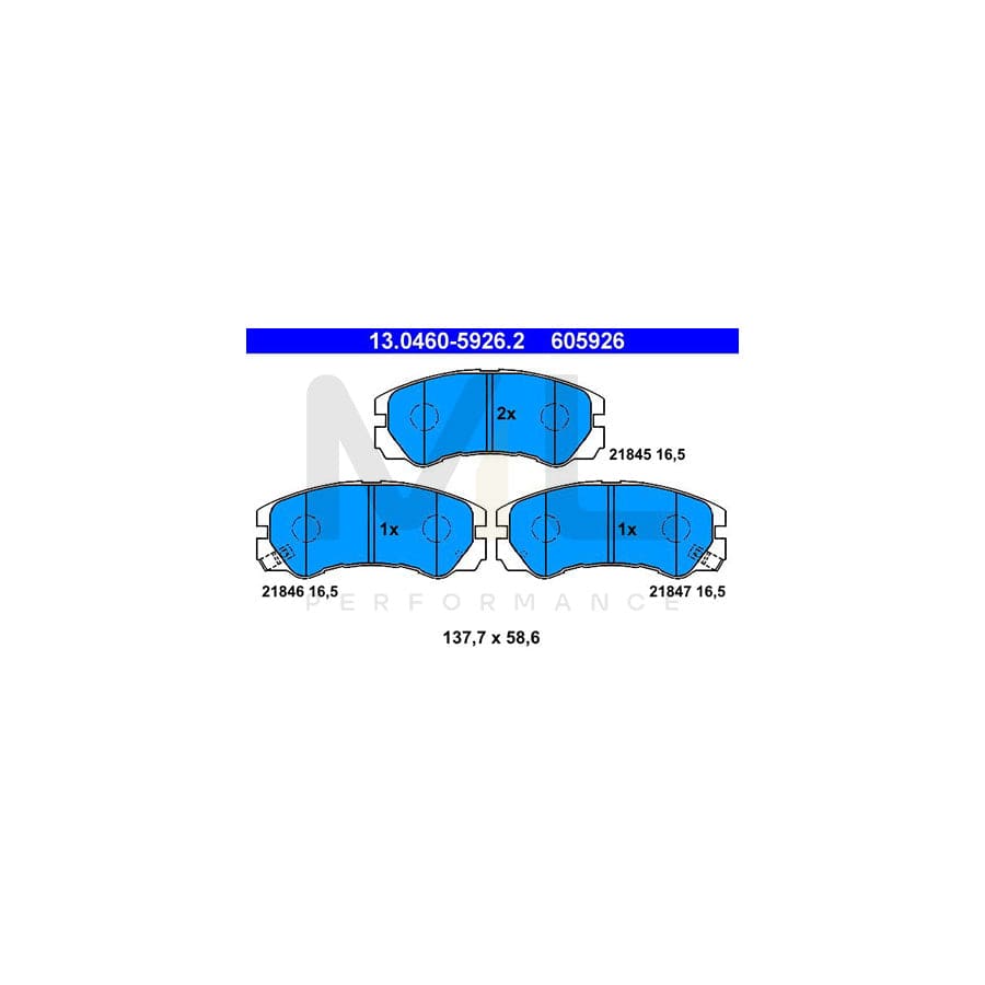 ATE 13.0460-5926.2 Brake pad set with acoustic wear warning