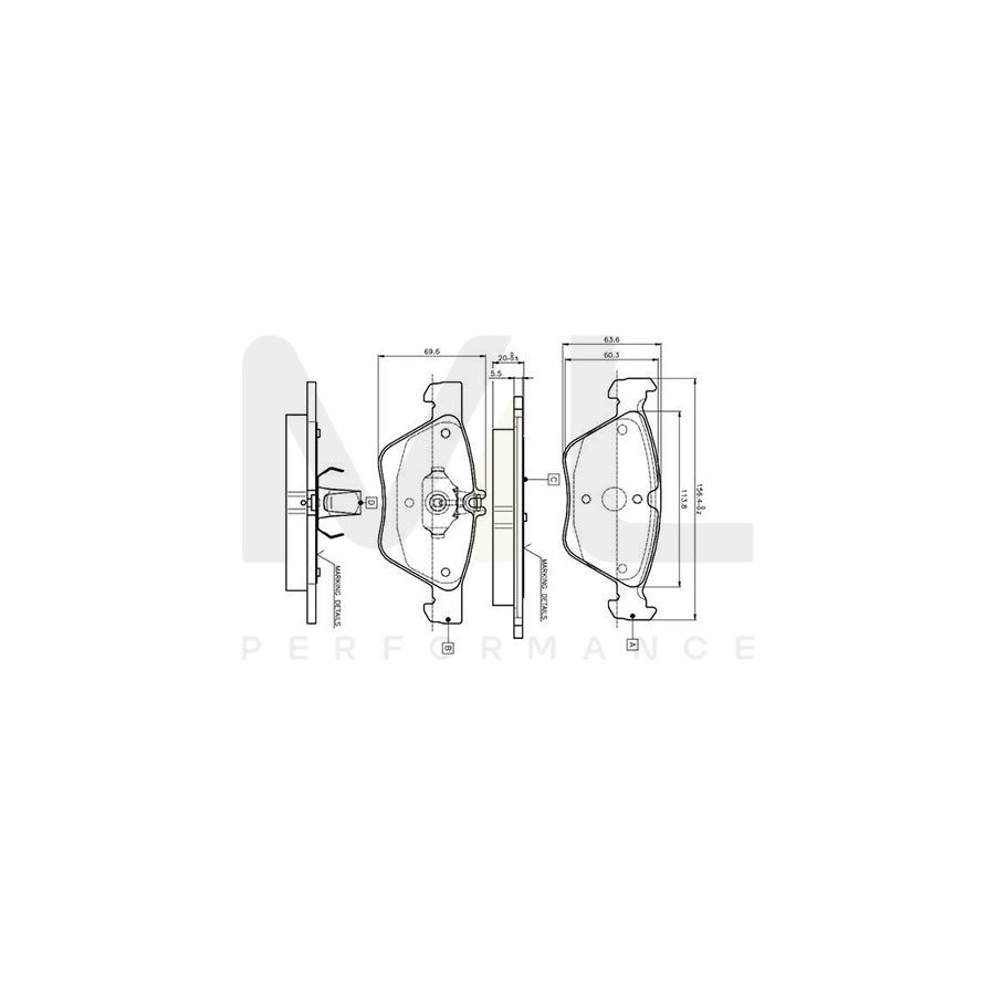 Bosch 0986Tb2034 Brake Pad Set Excl. Wear Warning Contact, With Accessories  | ML Performance Car Parts