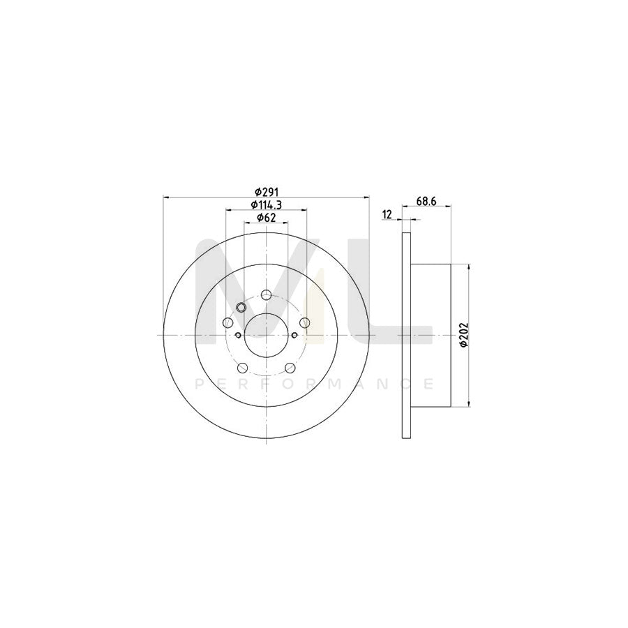HELLA PRO 8DD 355 112-421 Brake Disc Solid, Coated, without wheel hub, without wheel studs