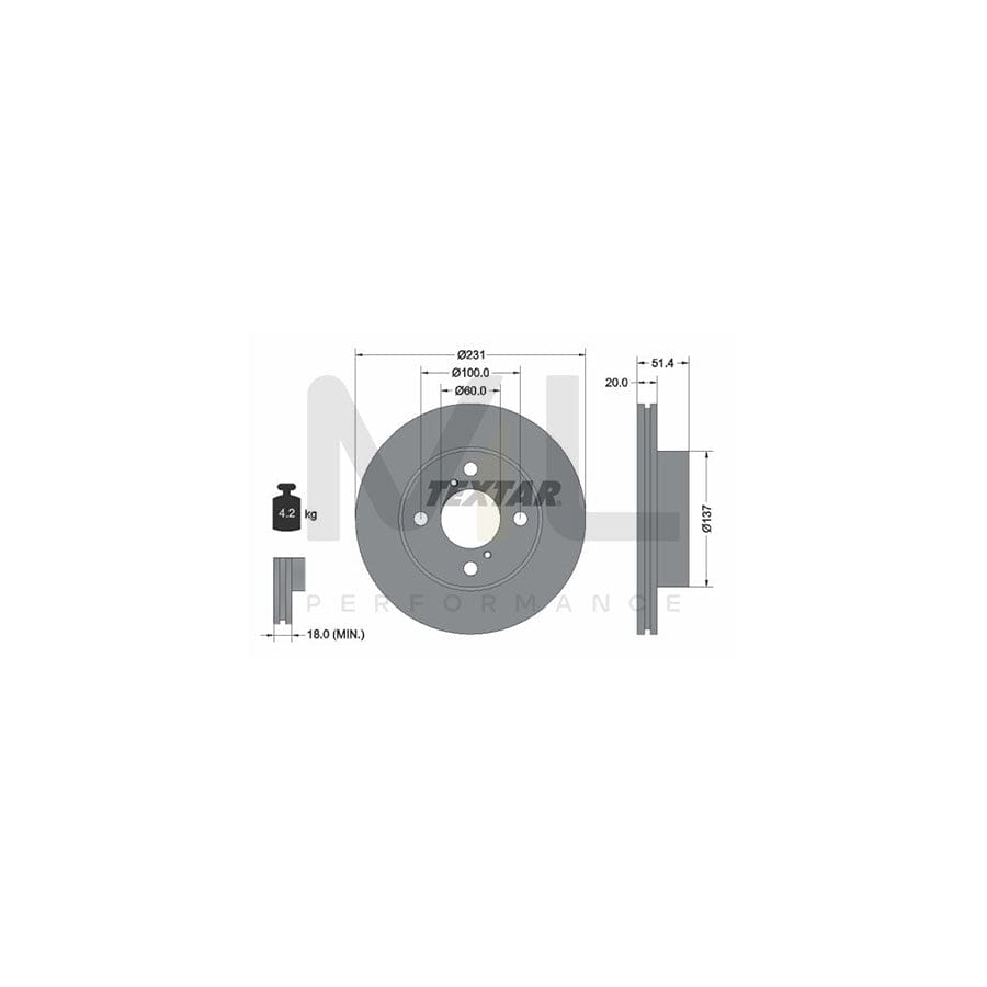 TEXTAR 92204100 Brake Disc Internally Vented, without wheel hub, without wheel studs | ML Performance Car Parts