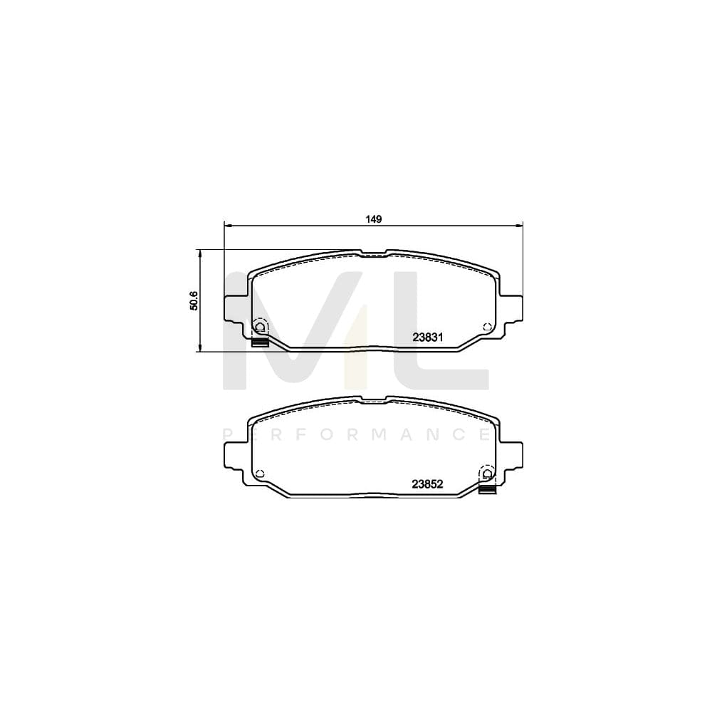 Hella 8DB 355 040-021 Brake Pad Set For Jeep Wrangler Iv (Jl) With Acoustic Wear Warning, With Accessories