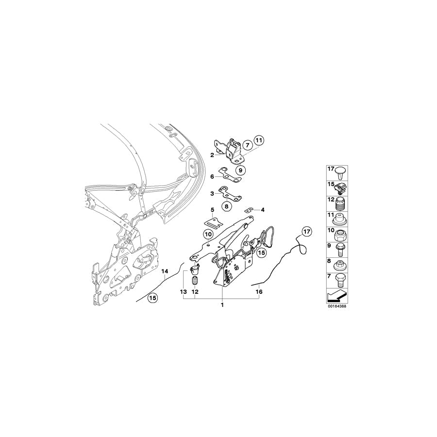 Genuine BMW 41007208713 E88 Left Folding Top Flap Hinge (Inc. 123d, 135i & 120d) | ML Performance US Car Parts
