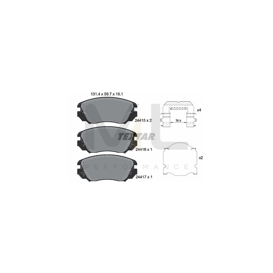 TEXTAR 2441501 Brake pad set with acoustic wear warning | ML Performance Car Parts