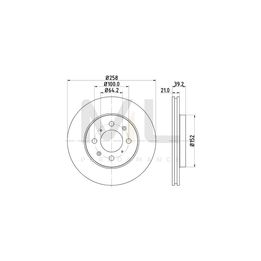 HELLA 8DD 355 114-451 Brake Disc Internally Vented, without wheel hub, without wheel studs