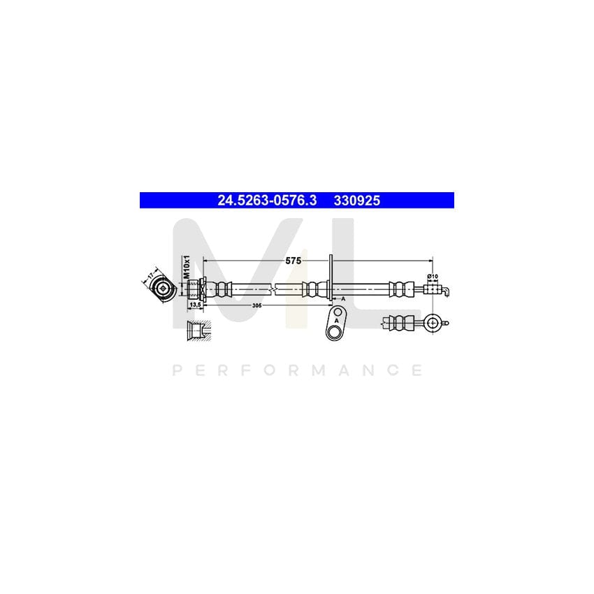 ATE 24.5263-0576.3 Brake Hose 575mm, M10x1