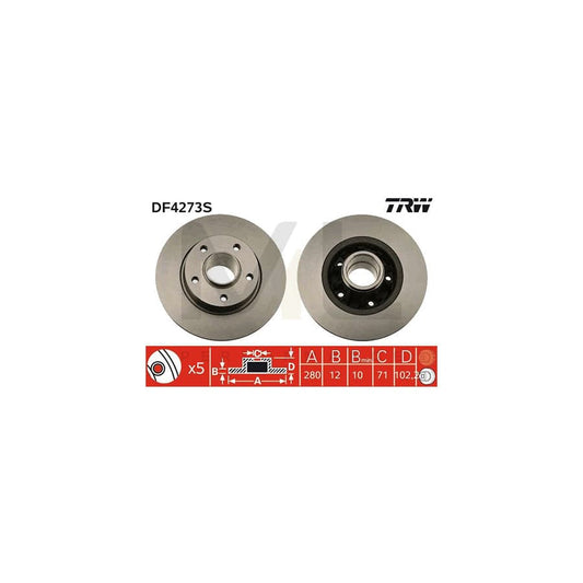 TRW DF4273S Brake Disc Solid, Painted, without ABS sensor ring, without wheel bearing | ML Performance Car Parts