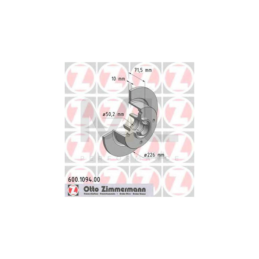 ZIMMERMANN 600.1094.00 Brake Disc Solid  - 1 piece