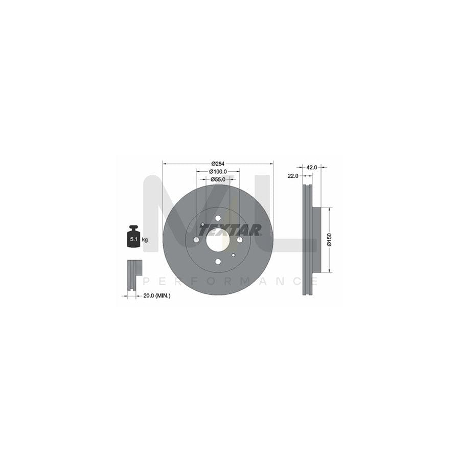 TEXTAR PRO 92204503 Brake Disc Internally Vented, Coated, without wheel hub, without wheel studs | ML Performance Car Parts