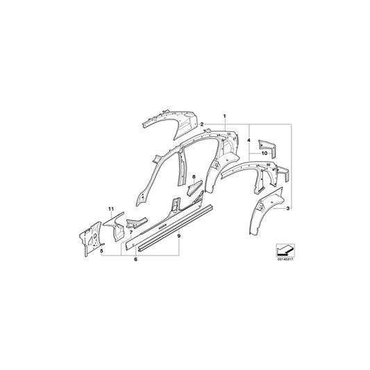 Genuine BMW 41117145341 E90 E92 Top, Side Member, Left (Inc. 318d, 320d & 335xi) | ML Performance US Car Parts