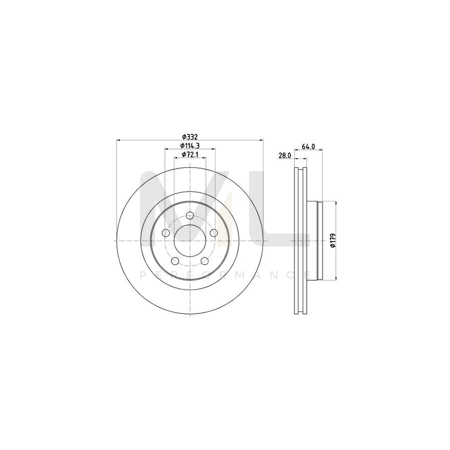 HELLA 8DD 355 125-441 Brake Disc PRO, Externally Vented, Coated, without wheel hub, without wheel studs