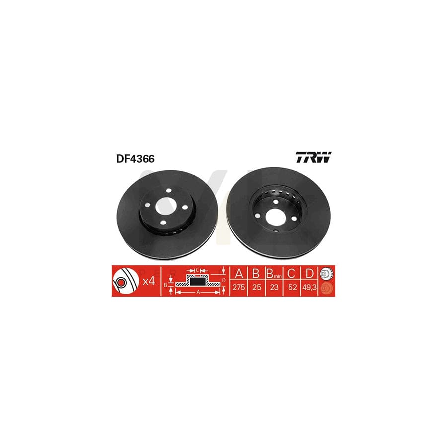 TRW DF4366 Brake Disc Vented, Painted | ML Performance Car Parts