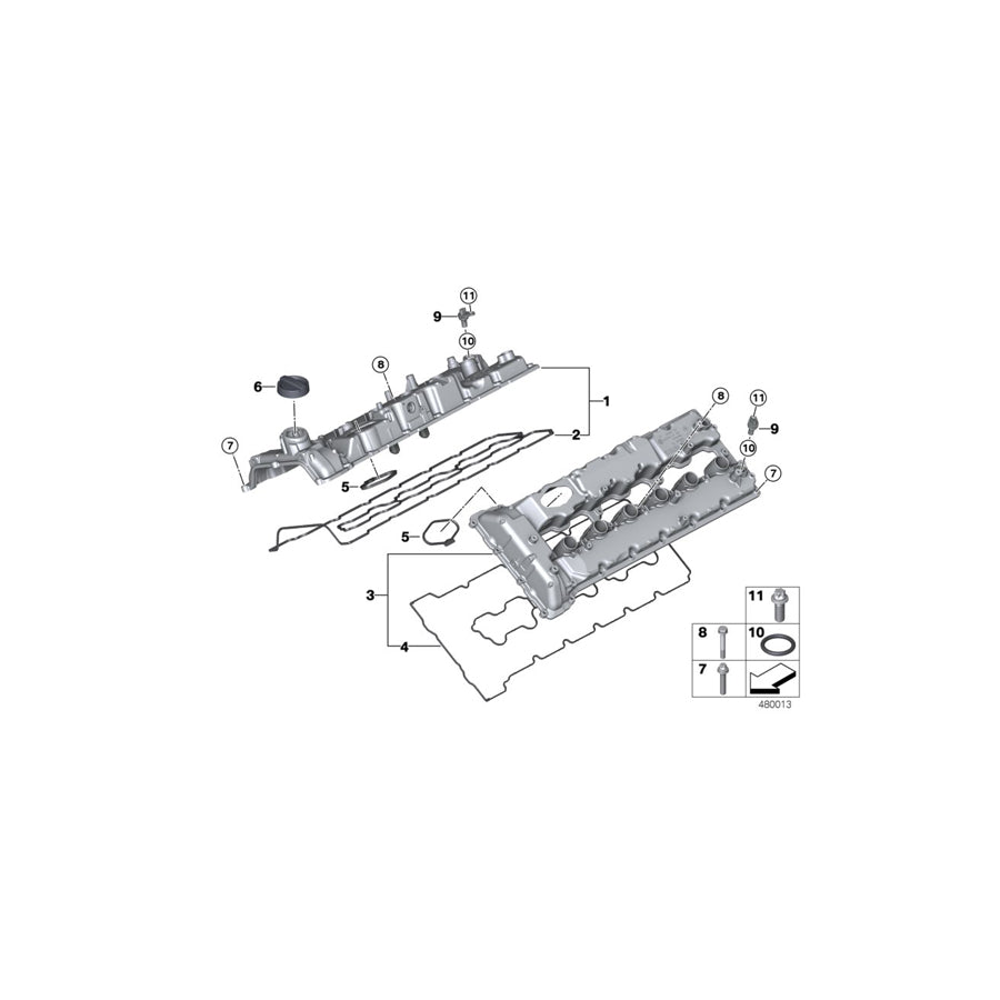 Genuine BMW 11129453761 RR31 G12 Cylinder Head Cover Zyl. 1-6 (Inc. Cullinan Black Badge, M760iX & Phantom) | ML Performance US Car Parts