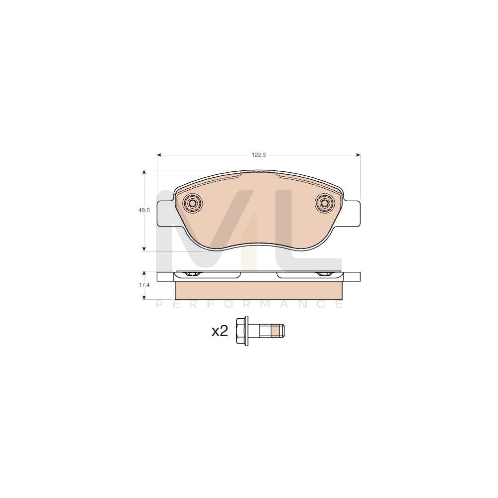 TRW Gdb2008 Brake Pad Set For Fiat Palio I Hatchback (178) Not Prepared For Wear Indicator, With Brake Caliper Screws, With Accessories | ML Performance Car Parts