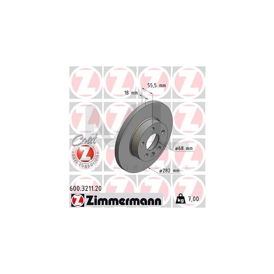 ZIMMERMANN COAT Z 600.3211.20 Brake Disc for VW TRANSPORTER Solid, Coated  - 1 piece