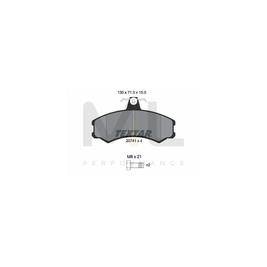 TEXTAR 2074105 Brake pad set not prepared for wear indicator, with brake caliper screws | ML Performance Car Parts