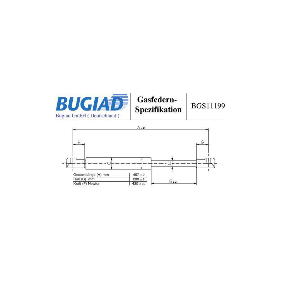 BUGIAD Bgs11199 Tailgate Strut for Peugeot 308 I Hatchback (4A, 4C)