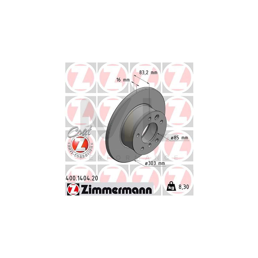 ZIMMERMANN COAT Z 400.1404.20 Brake Disc Solid, Coated  - 1 piece