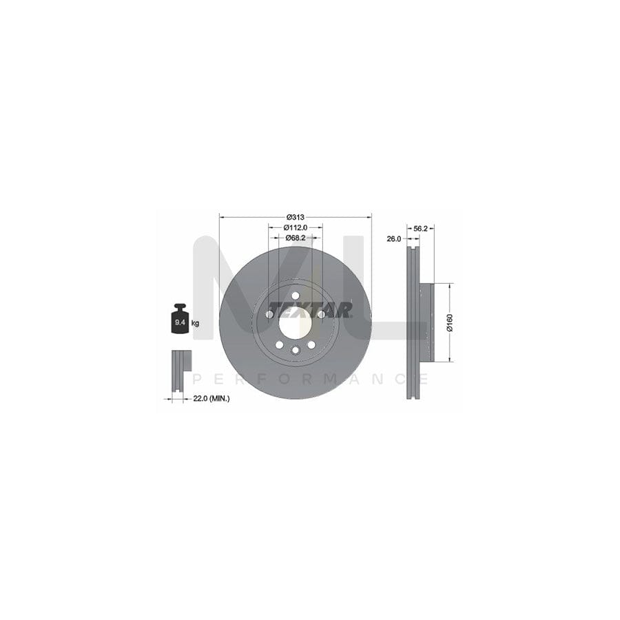 TEXTAR PRO 92109903 Brake Disc Internally Vented, Coated, without wheel hub, without wheel studs | ML Performance Car Parts