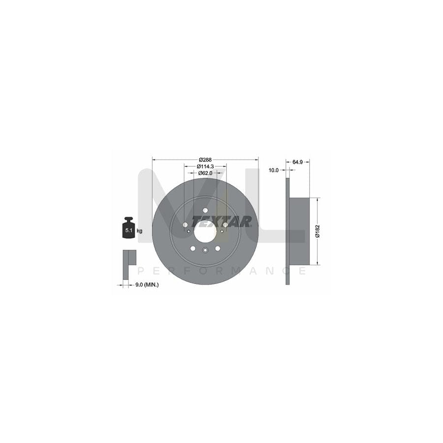 TEXTAR 92117000 Brake Disc Solid, without wheel hub, without wheel studs | ML Performance Car Parts