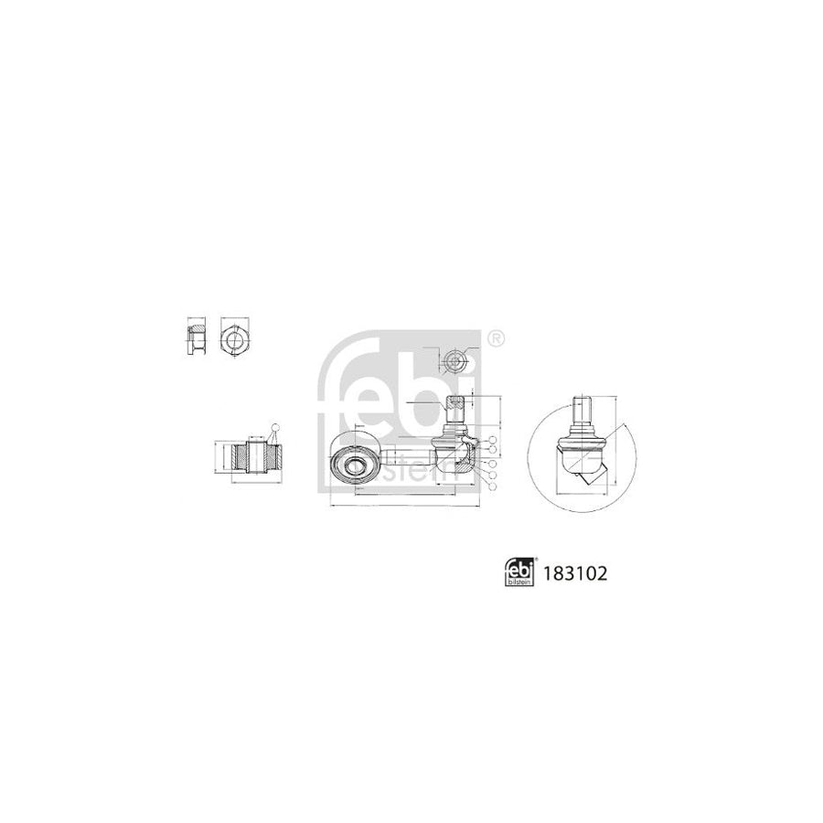 Febi Bilstein 183102 Anti Roll Bar Link for Mitsubishi L200 / Triton V Pickup (Kj, Kk, Kl)