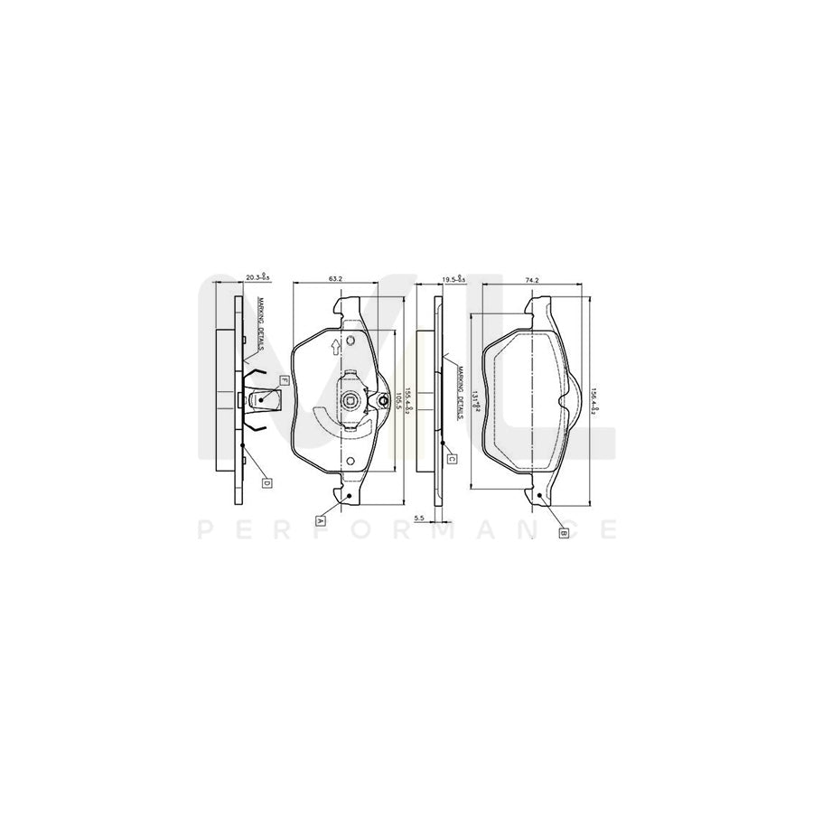 Bosch 0986Tb2017 Brake Pad Set Excl. Wear Warning Contact, With Accessories  | ML Performance Car Parts