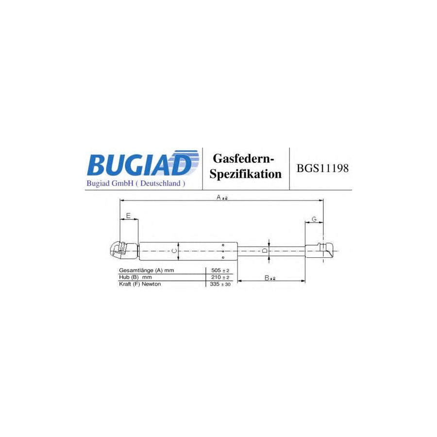 BUGIAD Bgs11198 Tailgate Strut for Peugeot 207 Hatchback