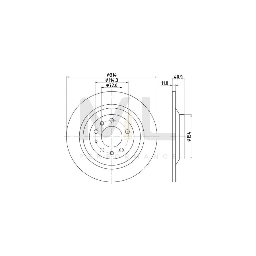 HELLA 8DD 355 114-501 Brake Disc for MAZDA 6 Solid, without wheel hub, without wheel studs