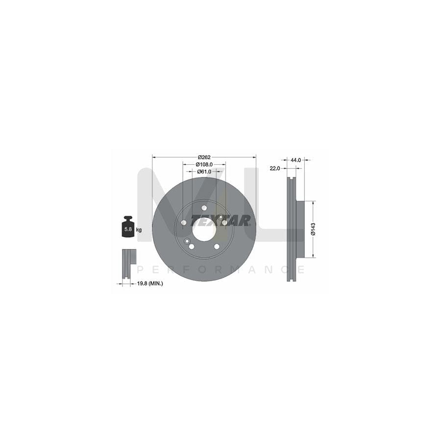 TEXTAR 92065000 Brake Disc Internally Vented, without wheel hub, without wheel studs | ML Performance Car Parts