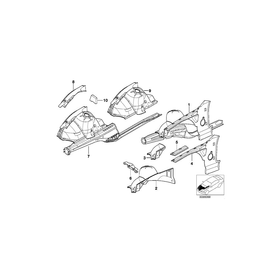 Genuine BMW 41118398621 E36 Wheel Housing Strut, Front Left (Inc. Z3) | ML Performance US Car Parts