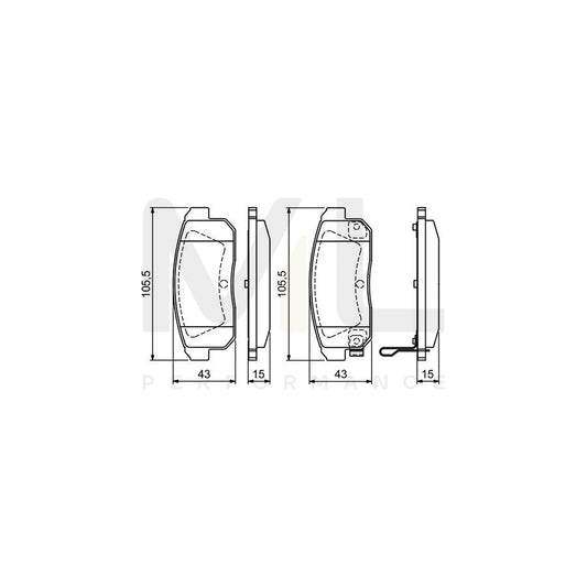 Bosch 0986494223 Brake Pad Set With Acoustic Wear Warning, With Anti-Squeak Plate, With Mounting Manual BP1158 | ML Performance Car Parts