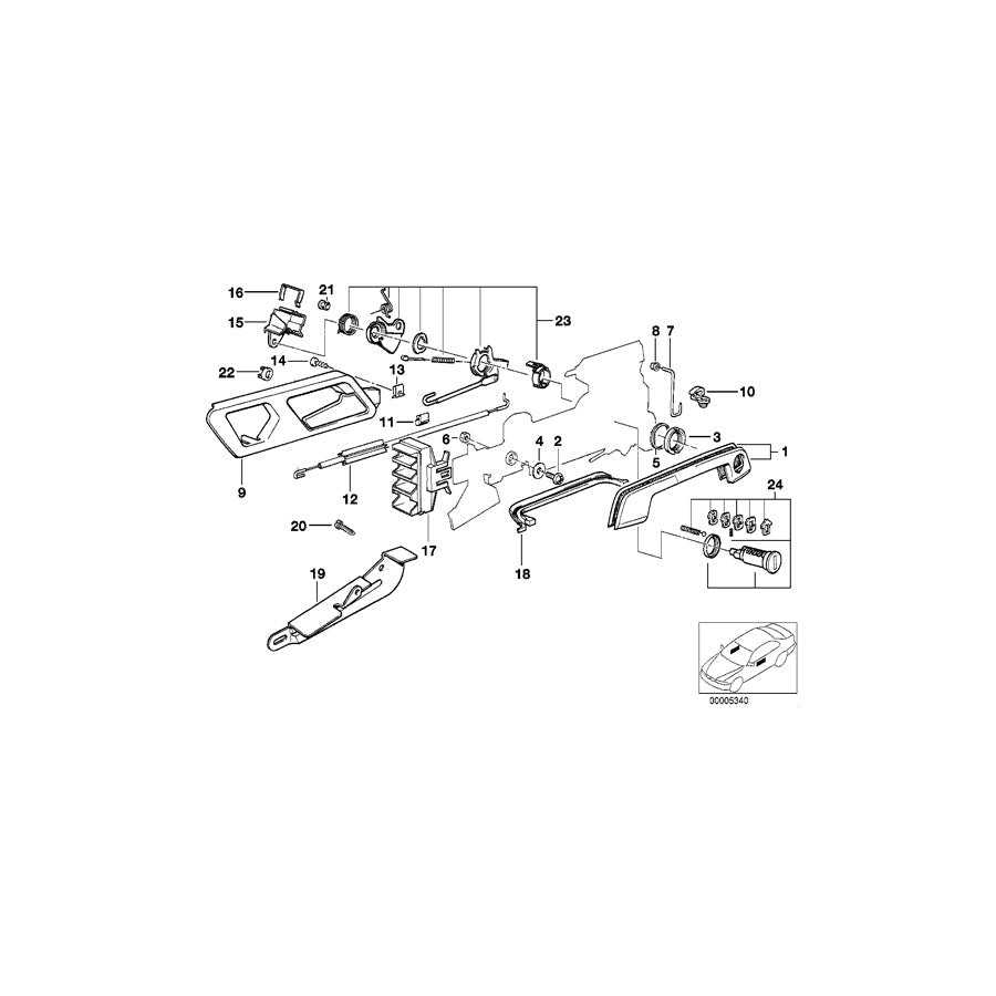 Genuine BMW 51211944011 E34 Lever Left (Inc. 525ix, 524td & 525i) | ML Performance US Car Parts