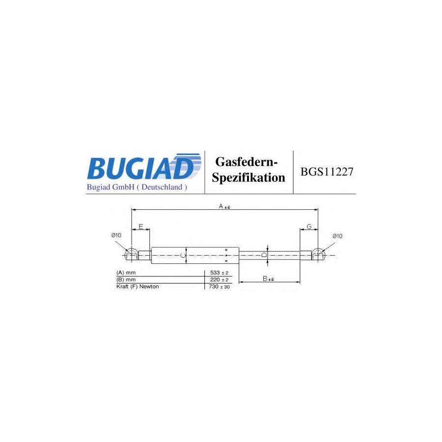 BUGIAD Bgs11227 Tailgate Strut for Renault Modus / Grand Modus (F, Jp)