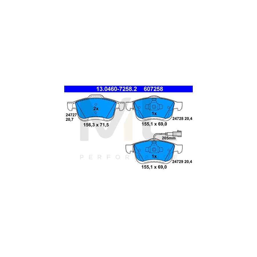 ATE 13.0460-7258.2 Brake pad set incl. wear warning contact