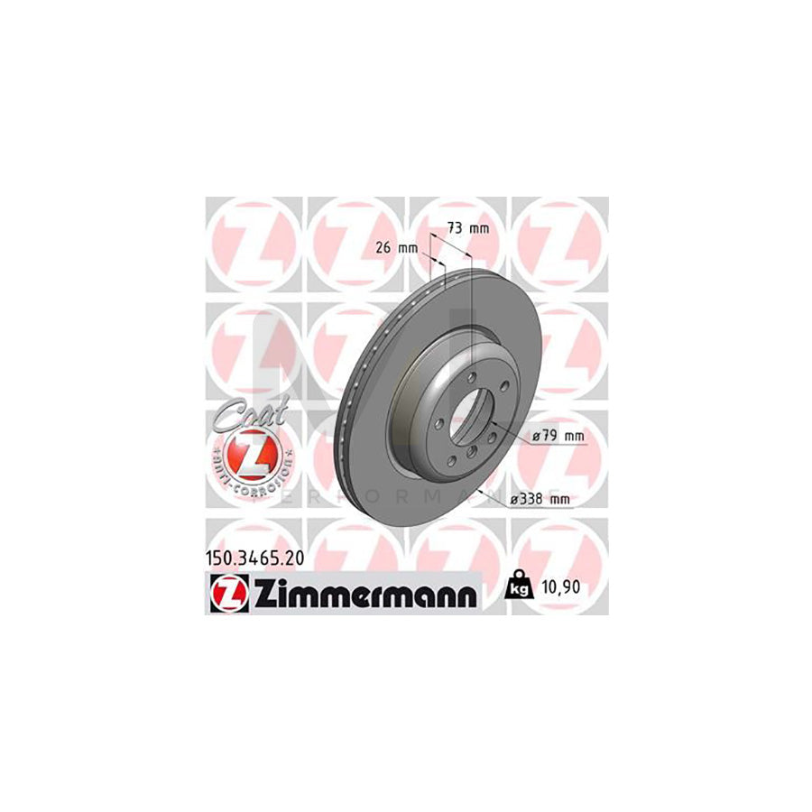 ZIMMERMANN COAT Z 150.3465.20 Brake Disc Internally Vented, Coated, High-carbon  - 1 piece