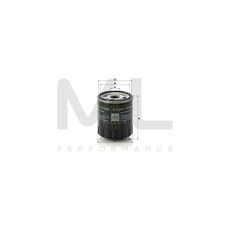 MANN-FILTER W 712/42 Oil Filter Spin-on Filter