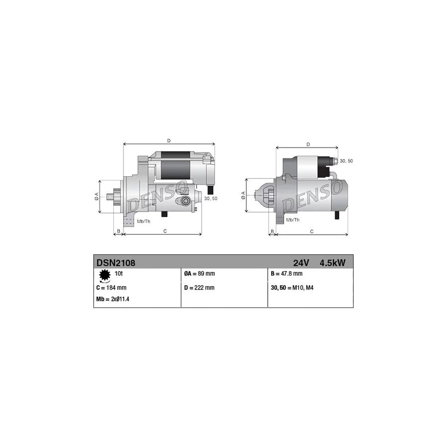 DENSO DSN2108 Starter Motor