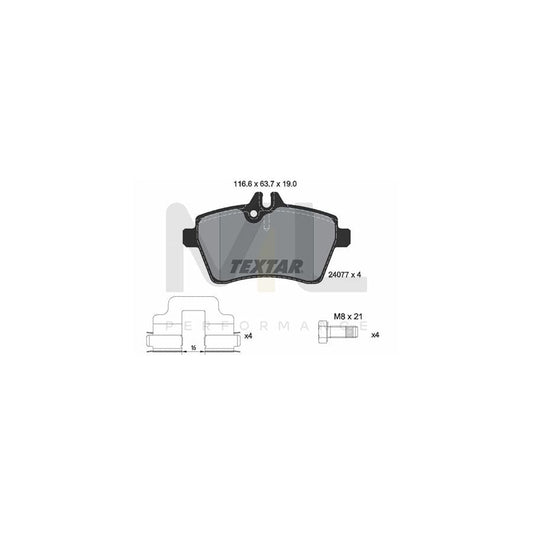 TEXTAR 2407701 Brake pad set suitable for MERCEDES-BENZ A-Class (W169) prepared for wear indicator, with brake caliper screws, with accessories | ML Performance Car Parts