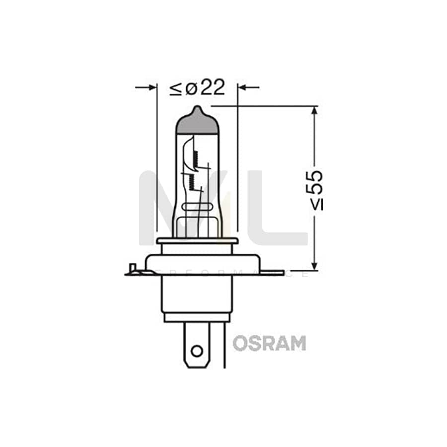 OSRAM 94196 Bulb, spotlight H4 24V 75/70W P43t 3200K Halogen ORIGINAL