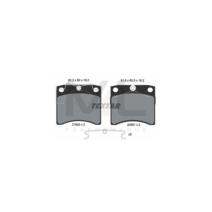 TEXTAR 2163501 Brake pad set not prepared for wear indicator, with accessories | ML Performance Car Parts