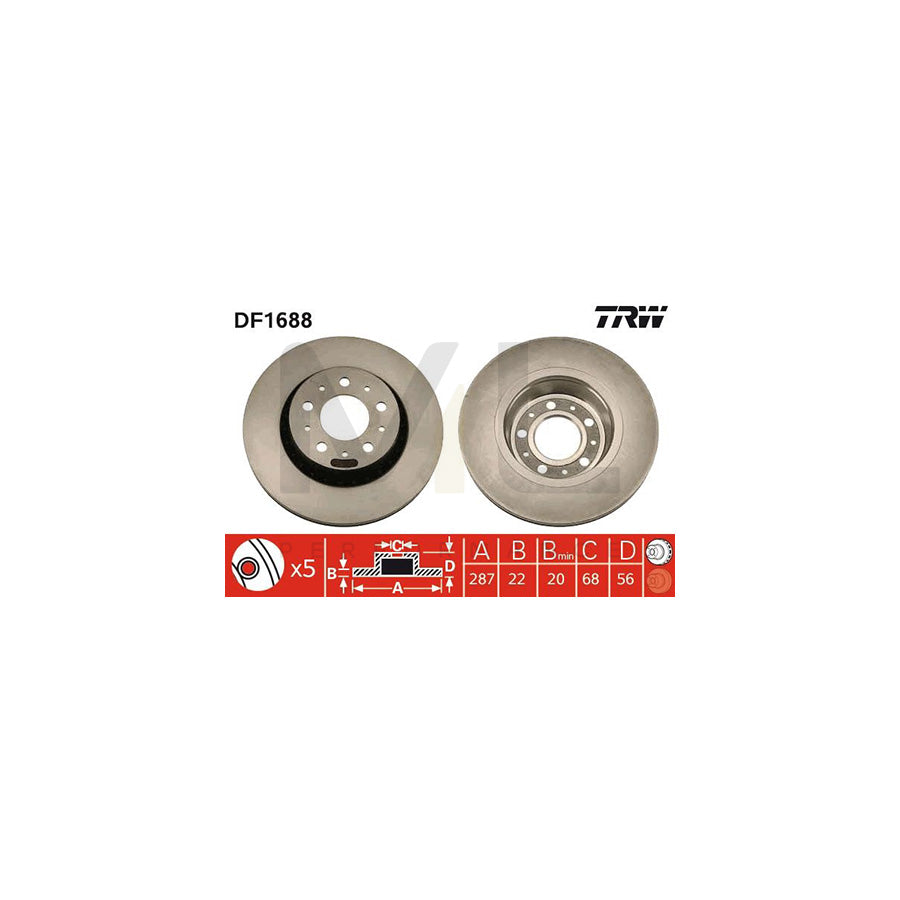TRW DF1688 Brake Disc Vented, Painted | ML Performance Car Parts