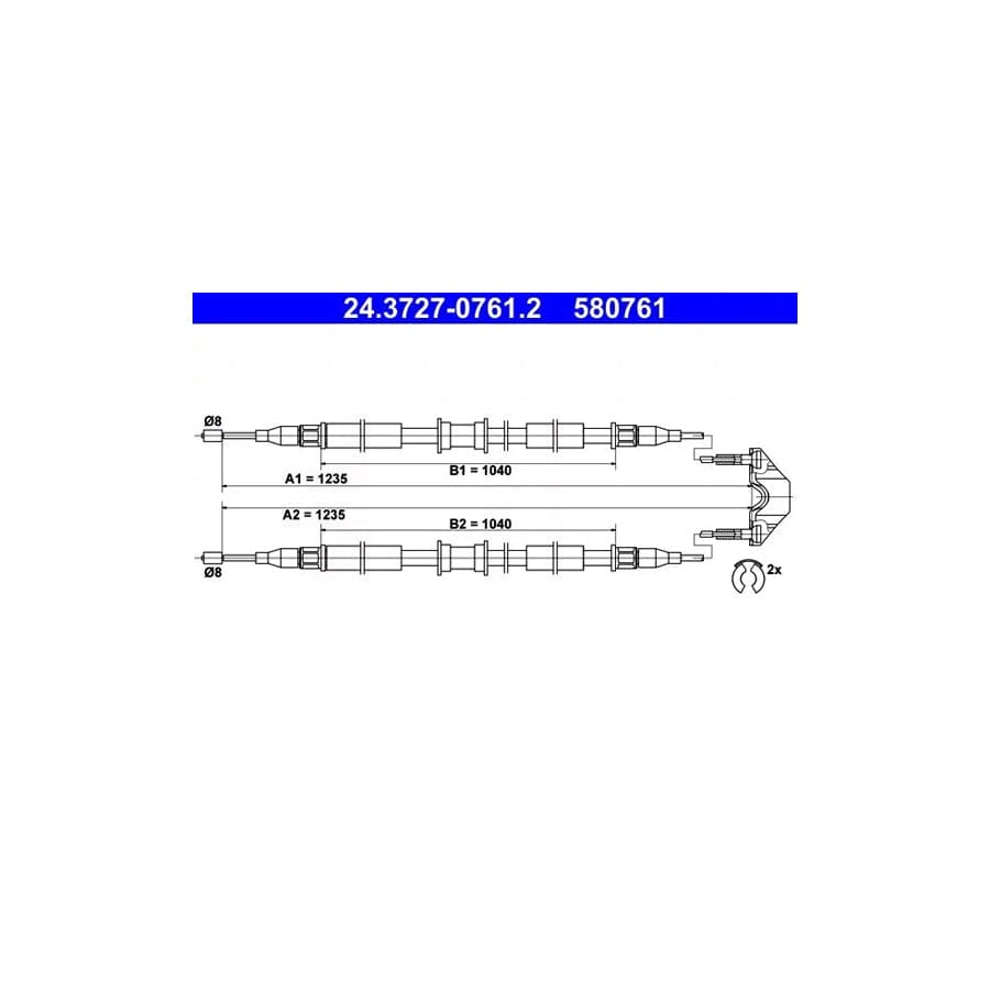 ATE 24.3727-0761.2 Hand Brake Cable