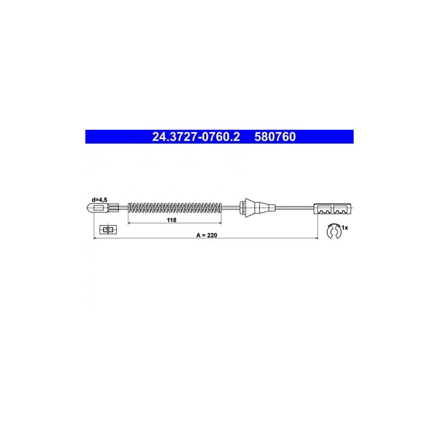 ATE 24.3727-0760.2 Hand Brake Cable