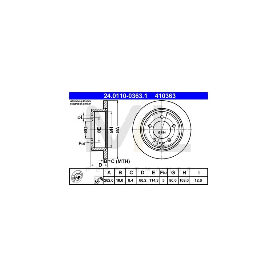 ATE 24.0110-0363.1 Brake Disc Solid, Coated  - 1 piece