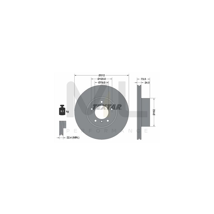 TEXTAR 92176100 Brake Disc Internally Vented, without wheel hub, without wheel studs | ML Performance Car Parts