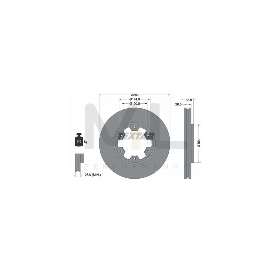 TEXTAR 92228400 Brake Disc Internally Vented, without wheel hub, without wheel studs | ML Performance Car Parts