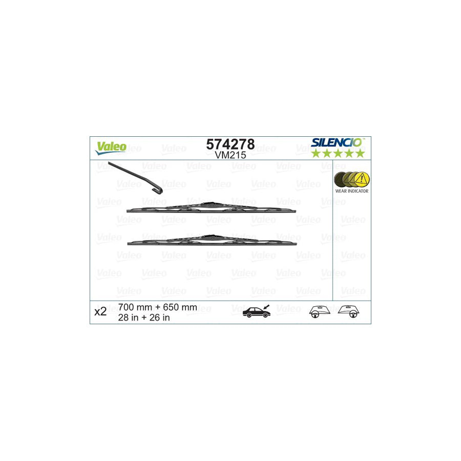 Valeo Silencio Conventional Set, Silencio Performance 574278 Wiper Blade | ML Performance US Car Parts