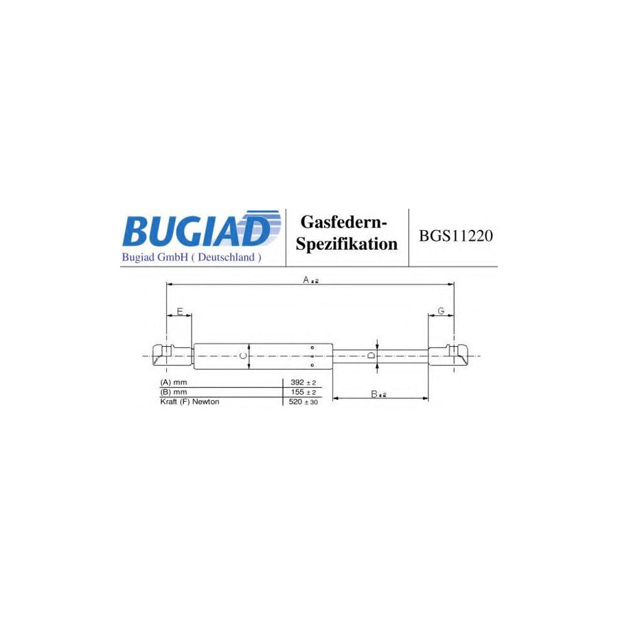BUGIAD Bgs11220 Bonnet Strut for Renault Espace IV (Jk)