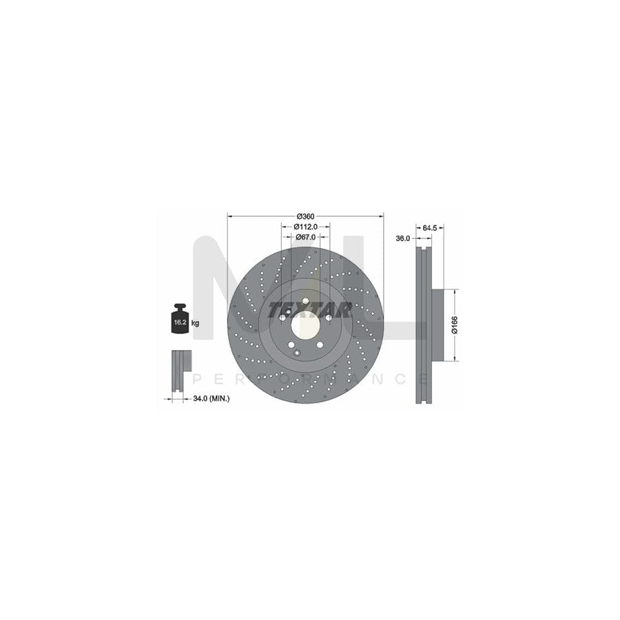TEXTAR PRO+ 92260305 Brake Disc Internally Vented, Perforated, Coated, High-carbon, without wheel hub, without wheel studs | ML Performance Car Parts